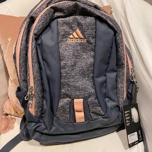 Gray and peach adidas back pack